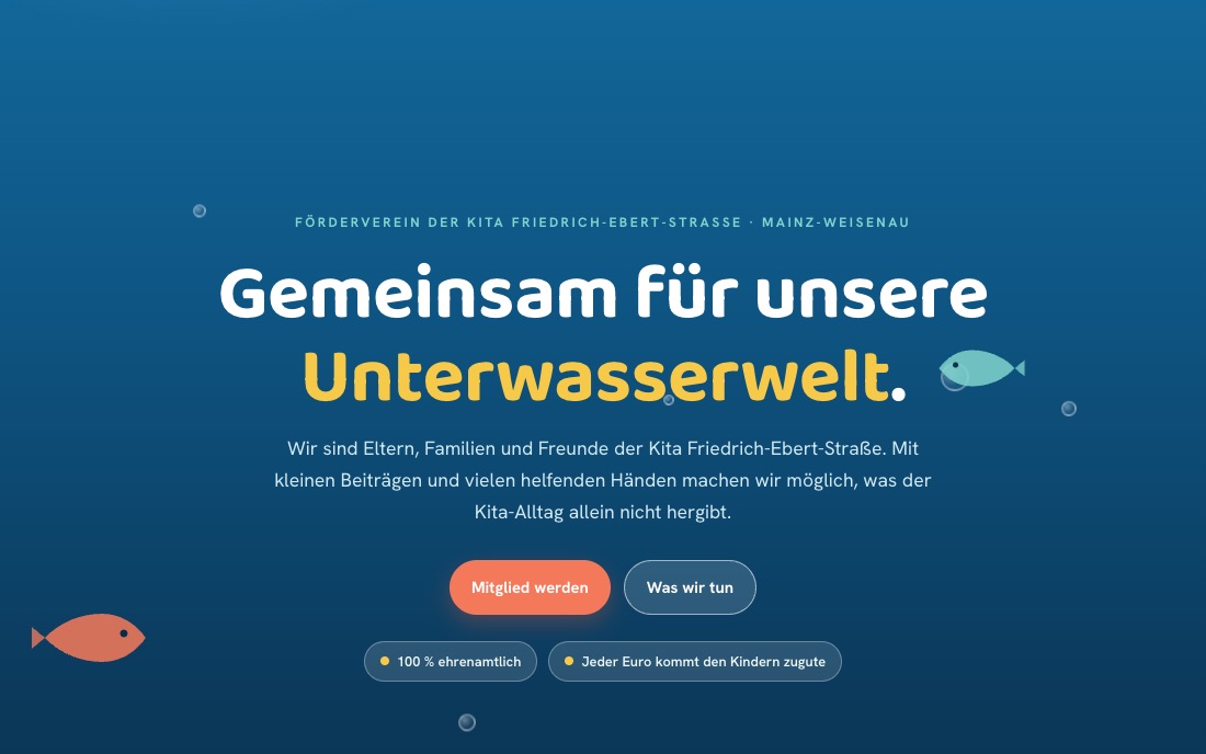 Website-Beispiel Kita Unterwasserwelt – Förderverein · Mainz-Weisenau
